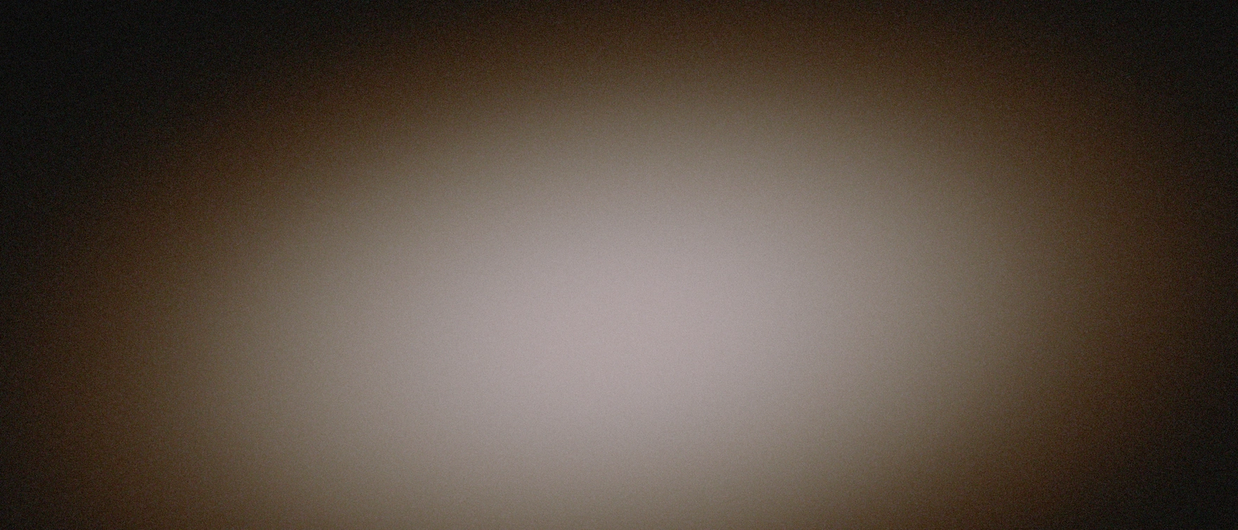 A soft oval of light fading to black in every direction, made of fine grain: warm grey at its center, brown where it falls off.